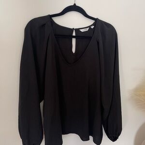 Black V-neck Women's Top